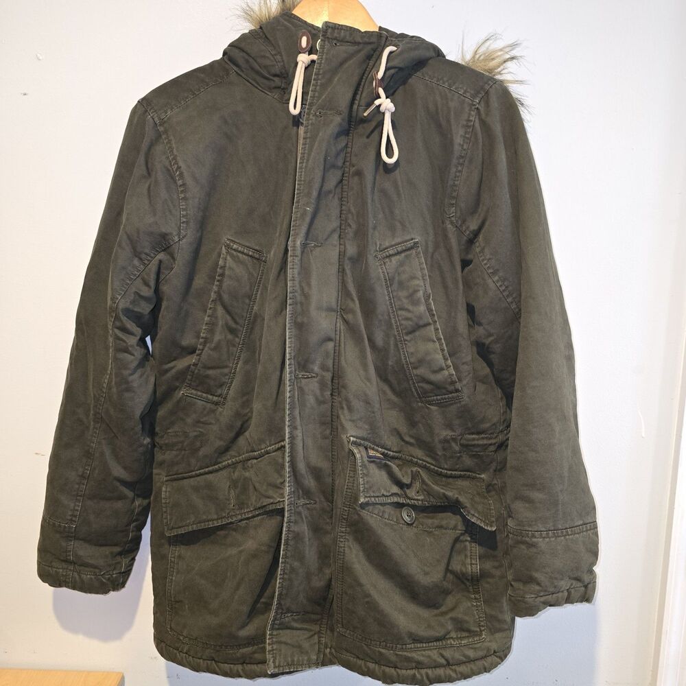 Abercrombie & Fitch Sherpa Lined Parka Small Faux Fur Hooded Wilcox Coat